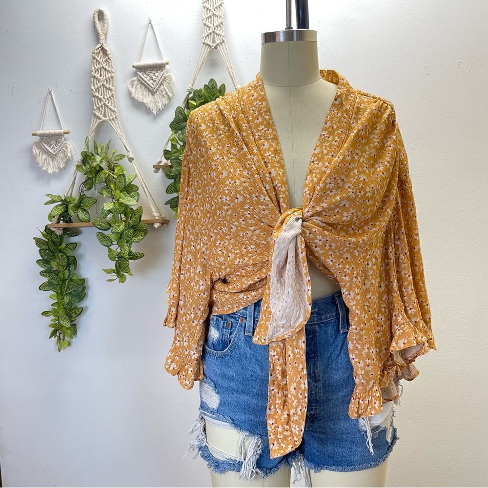 Free People Floral Ruffle Top
